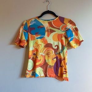 Y2K face patterned tshirt